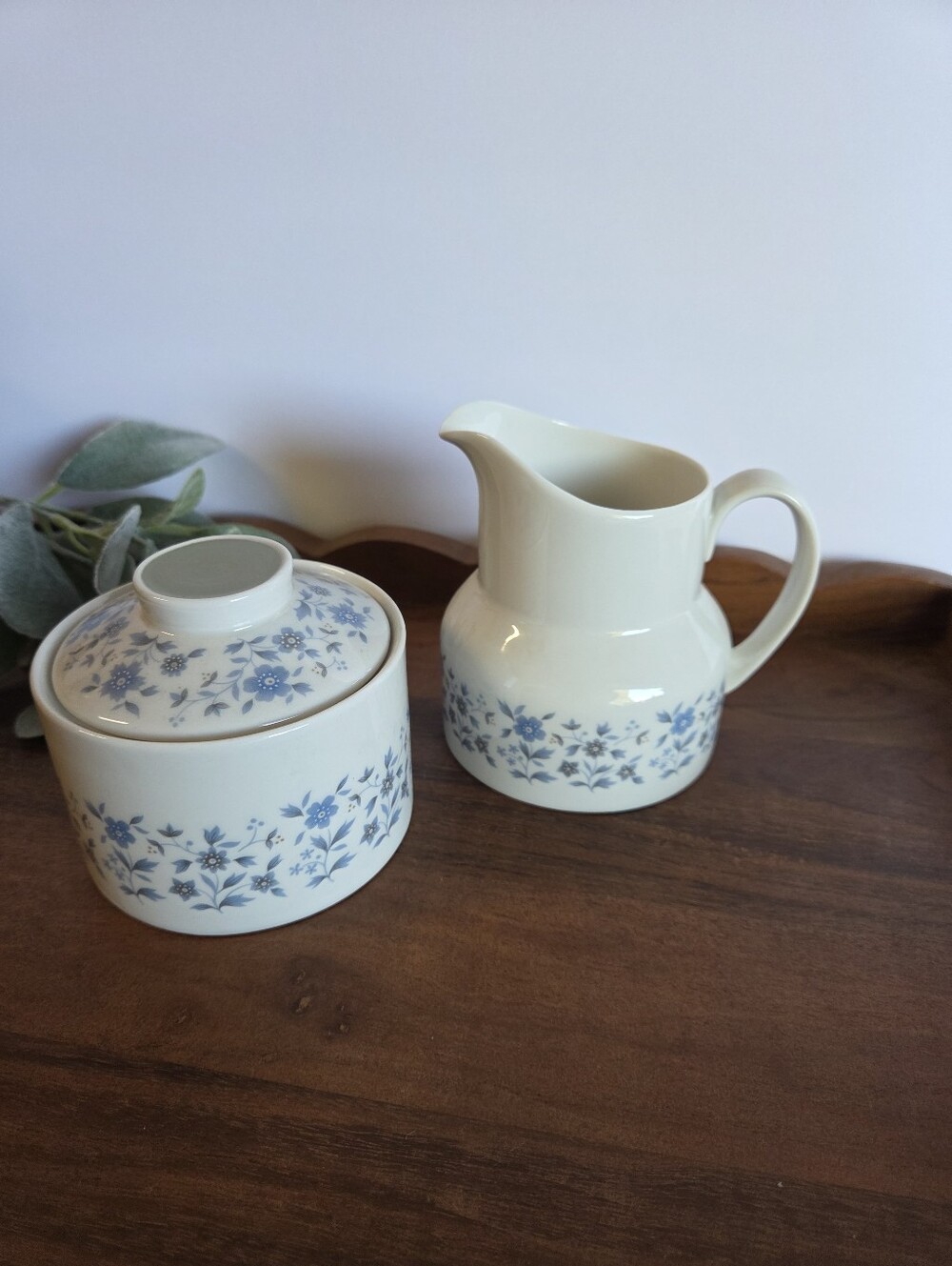 Vintage Royal Doulton "Galaxy" White Ceramic Creamer & Lidded Sugar Bowl